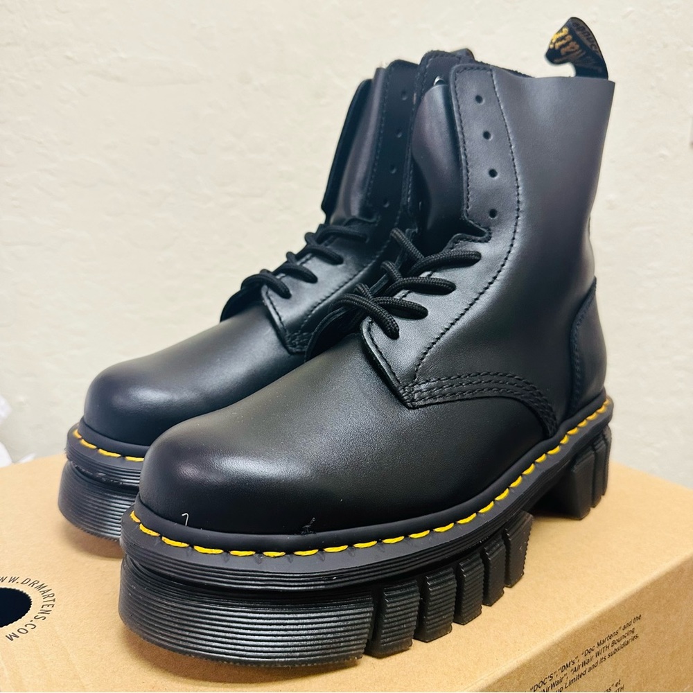 dr martens AUDRICK NAPPA LEATHER PLATFORM ANKLE BOOTS